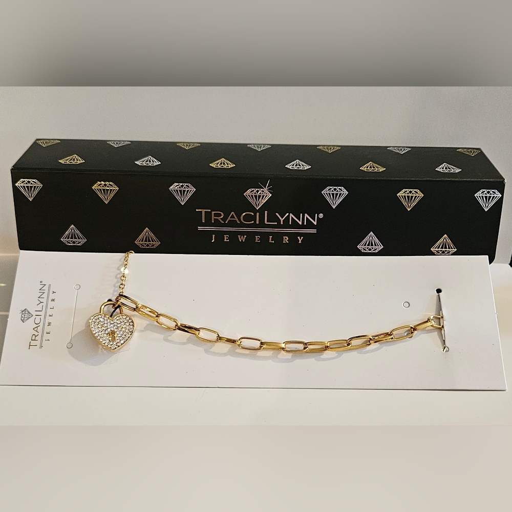 Traci Lynn Gold and Silver Heart Bracelet